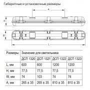 Светильник LED ДСП 1322 40Вт 5000К IP65 1200мм