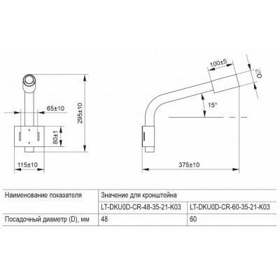 Кронштейн LIGHTING КР-1 D=60мм L=350мм под монтажную ленту Кронштейн LIGHTING КР-1 D=60мм L=350мм под монтажную ленту