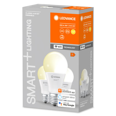 Светодиодная лампа Smart+WiFi Classic Dimmable 60 9W/2700K E27 (x3) Светодиодная лампа Smart+WiFi Classic Dimmable 60 9W/2700K E27 (x3)